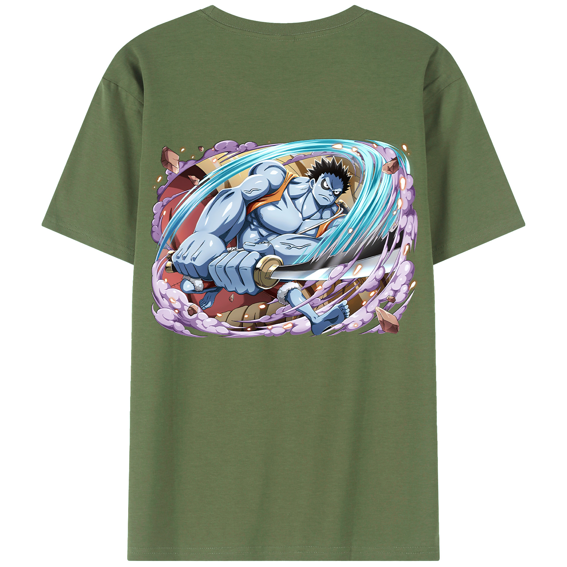 ワンピース モンキー・D・ルフィ ONE PIECE Monkey D. Luffy 綿100％ メンズ半袖Tシャツ（バックプリント） 通気性
